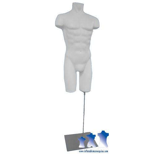 Deluxe Male 3/4 Torso, White w/ Stand Insert Location and Accompanying Stand